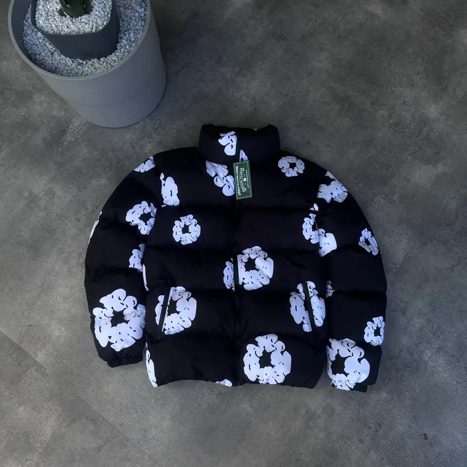 Oversize Siyah Şişme Mont